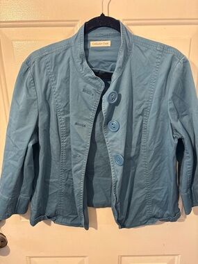 Coldwater Creek Women's Sky Blue Button-Front Blazer